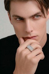 Silver Nexus Grid Men’s Ring