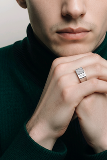 Silver Dual Stone Men`s Ring