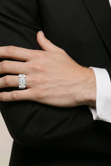 Silver Rectangular Accent Men`s Band