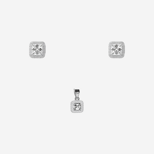 Silver Radiance Square Halo Pendant