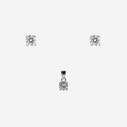 Square-cut Women`s Pendant Set in silver