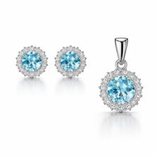 Blue Seren Pendant with earrings in silver