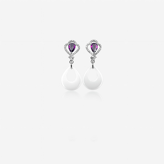 Heartfall Gleam Earring – Sterling Silver Contrast