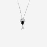Silver-black fish shaped Pendant