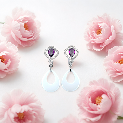 Heartfall Gleam Earring – Sterling Silver Contrast
