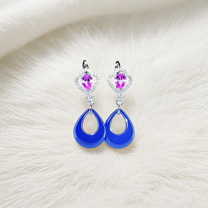 Petal drop earring – Sterling Silver in Vibrant Contrast