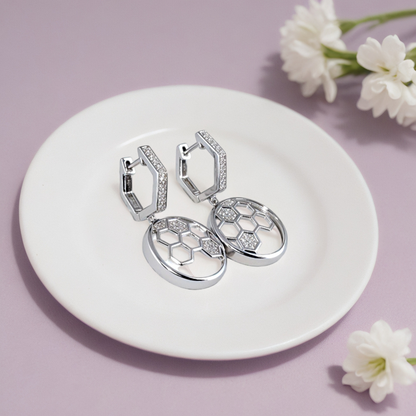 Hexa Gleam Earring – Sterling Silver Radiance