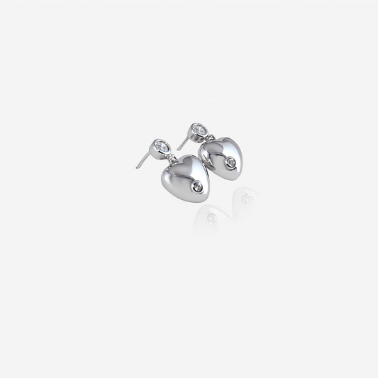 Heartdrop Gleam Earring – Sterling Silver Playful Contrast