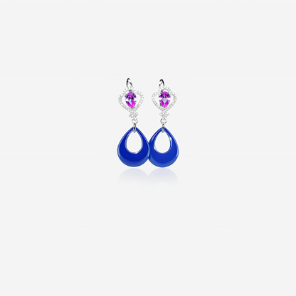 Petal drop earring – Sterling Silver in Vibrant Contrast
