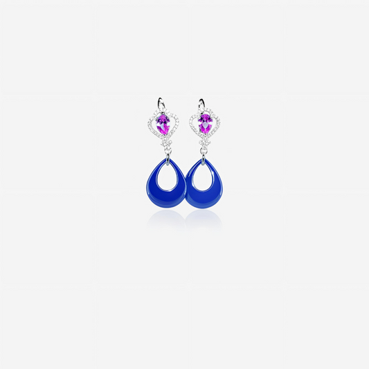 Petal drop earring – Sterling Silver in Vibrant Contrast