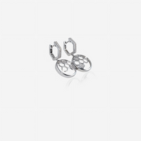 Pair of silver hoop earrings with diamond accents