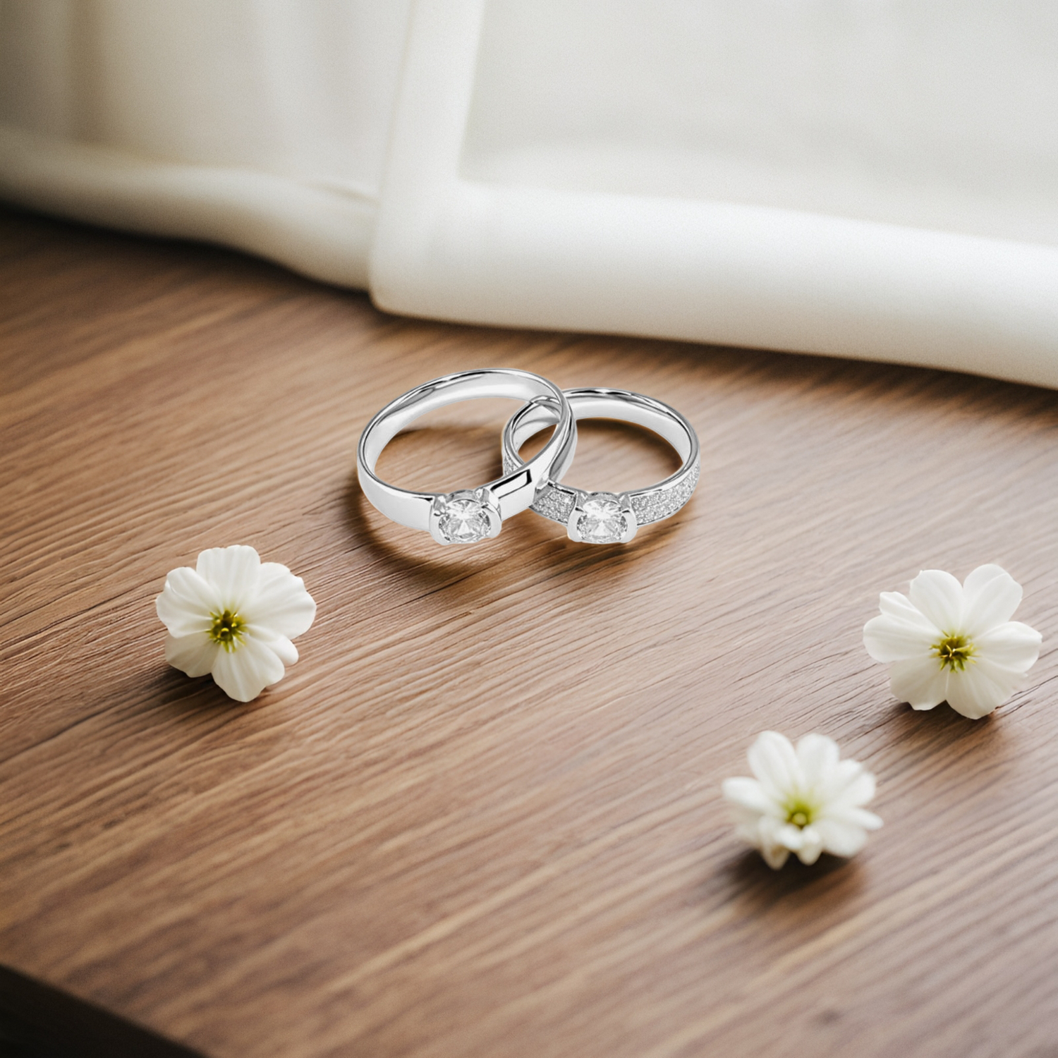 Elara Gem Couple Ring – Sterling Silver Timeless Sparkle