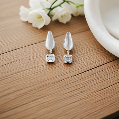 Arcline Drop Earring – Sterling Silver Contrast