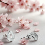 Oval shaped Women`s Earrings in silver