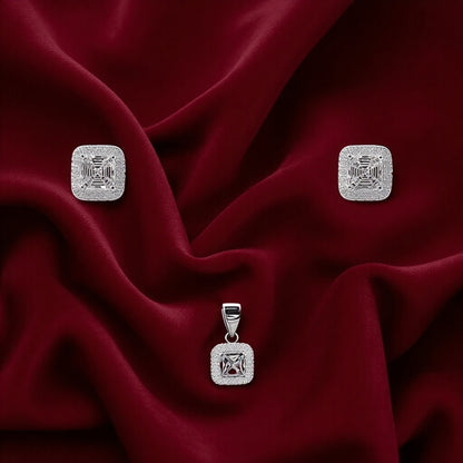 Silver Radiance Square Halo Pendant