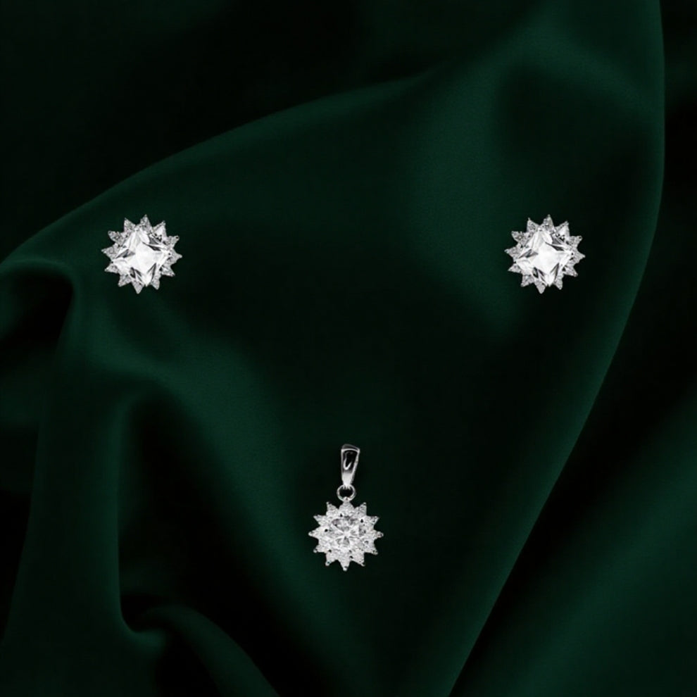 silver radiance starburst pendant set