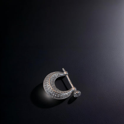 Silver Grace Crescent Men`s Earring