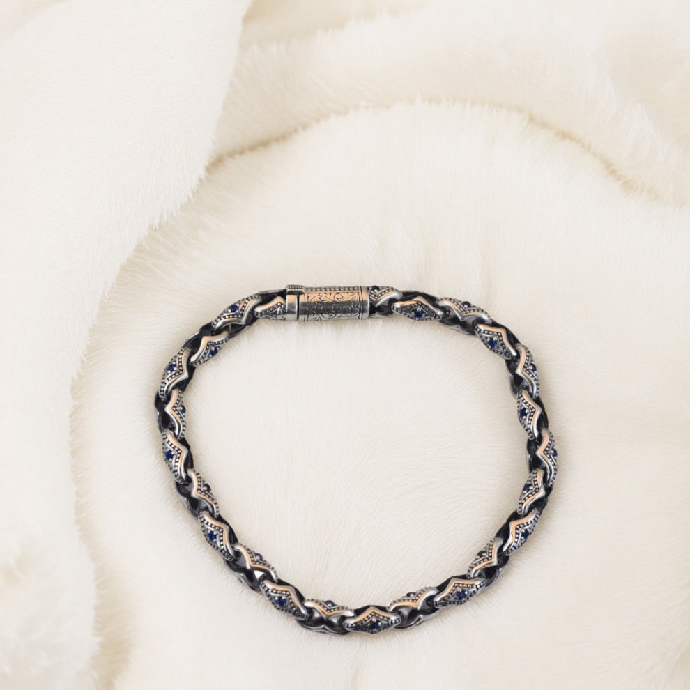 silver diamora crest men`s bracelet