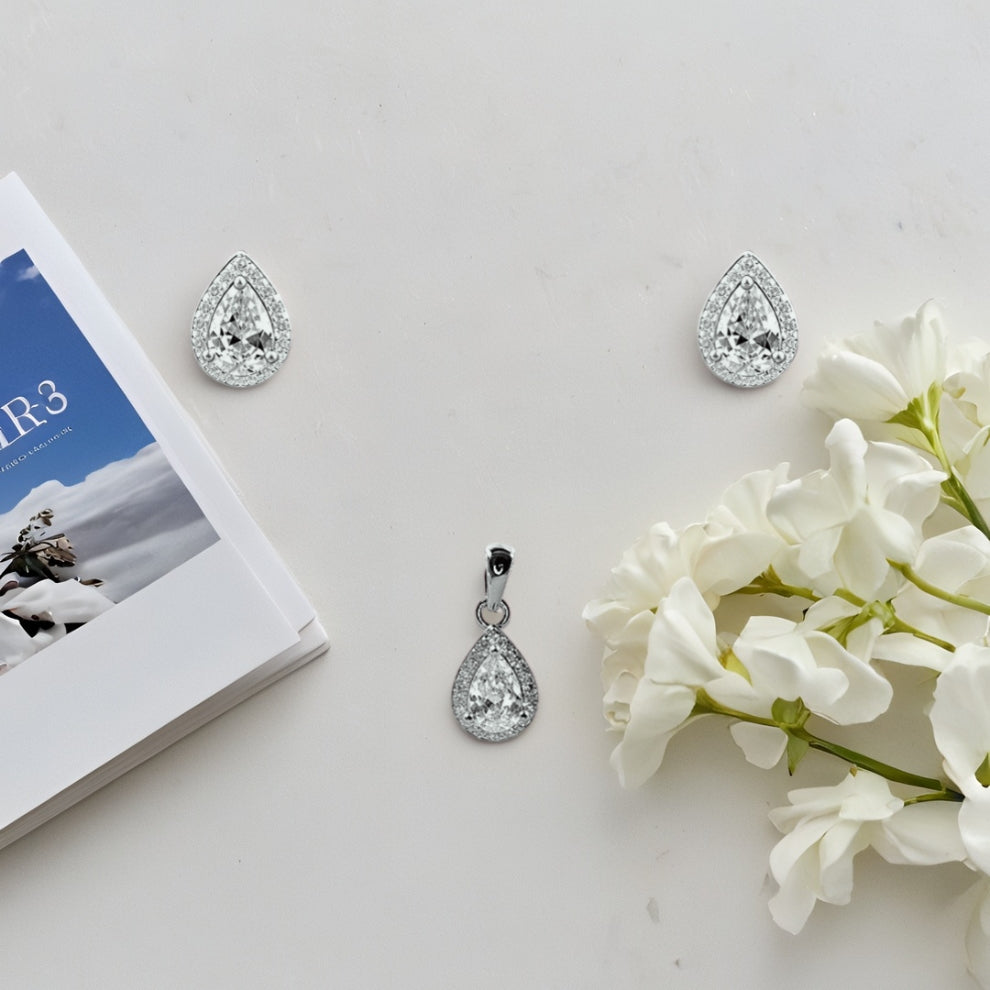 silver radiance halo drop pendant