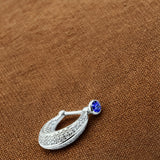 Men`s Studd with blue gemstone in silver