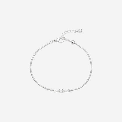 Silver Minimalist Bead Women`s Anklet