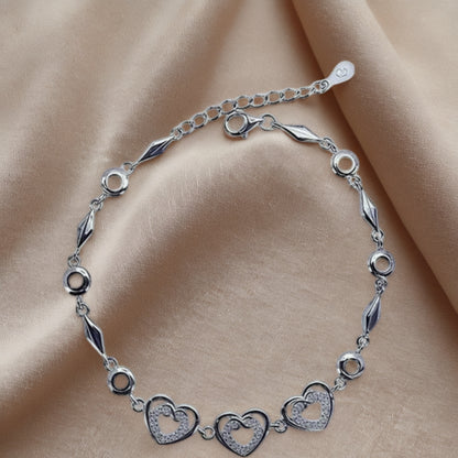 Sterling silver Lustre Heart-Link Bracelet