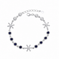 Blue Heart link Charm Anklet