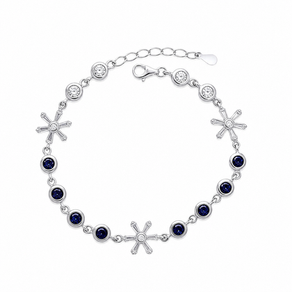 Blue Heart link Charm Anklet