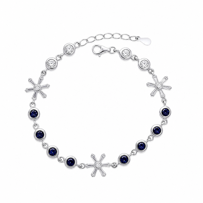 Blue Heart link Charm Anklet