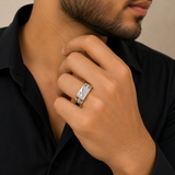 Silver Diamond cut Men`s Ring