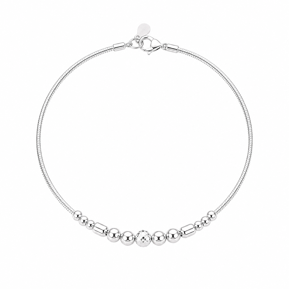 Centre beaded Women`s Anklet in silver