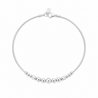 Centre beaded Women`s Anklet in silver