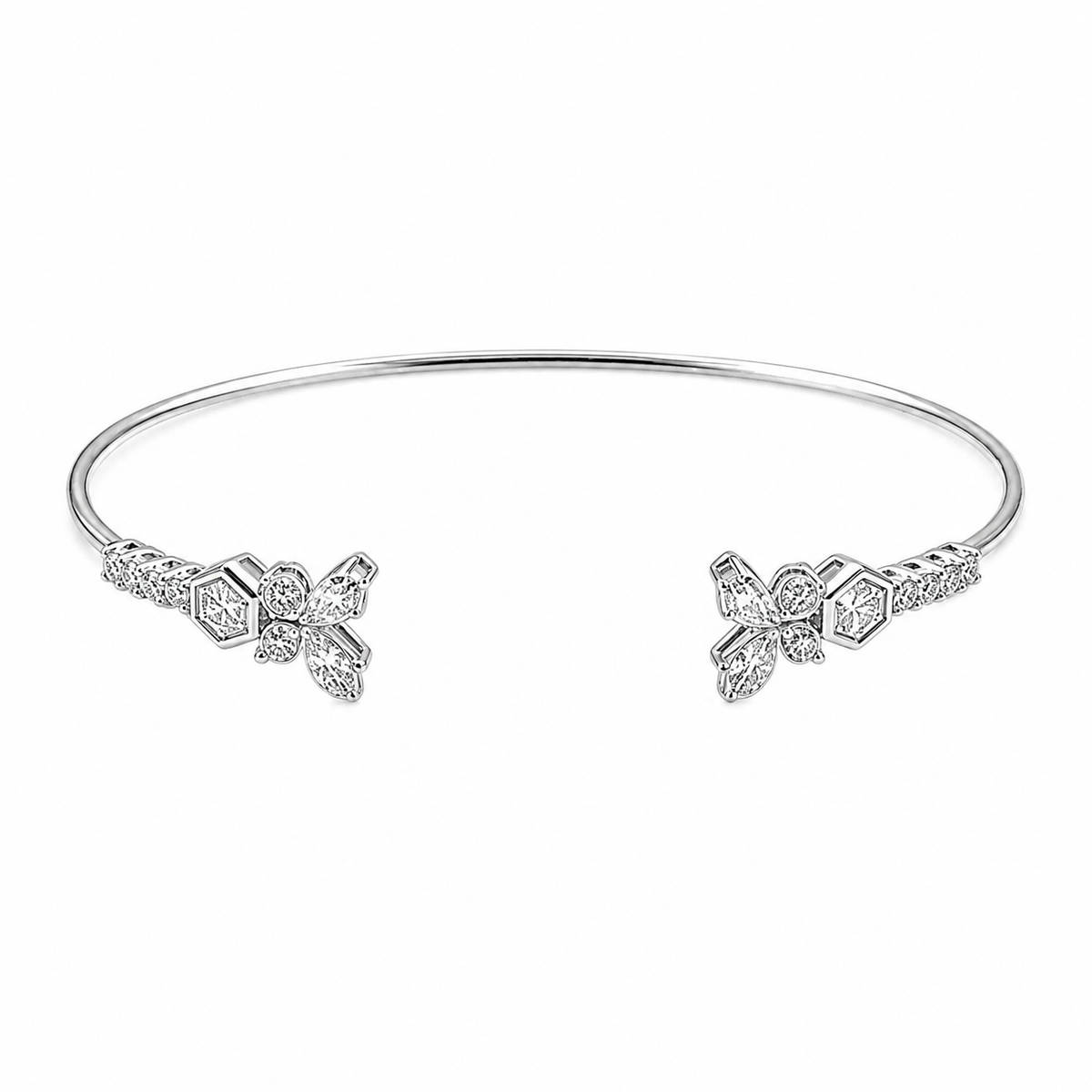 Open-Ended Stone Women`s Band in silver