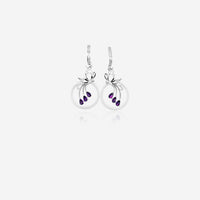 Pair of silver earrings with purple stones 
