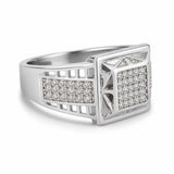 Silver Square Diamond Men`s Ring
