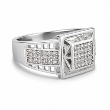 Silver Square Diamond Men`s Ring