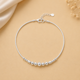 Centre beaded Women`s Anklet in silver