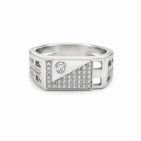 Silver Diamond cut Men`s Ring