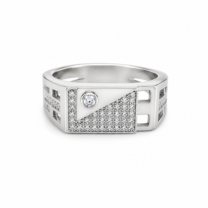 Silver Diamond cut Men`s Ring
