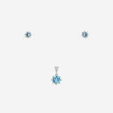 Blue Seren Pendant with earrings in silver