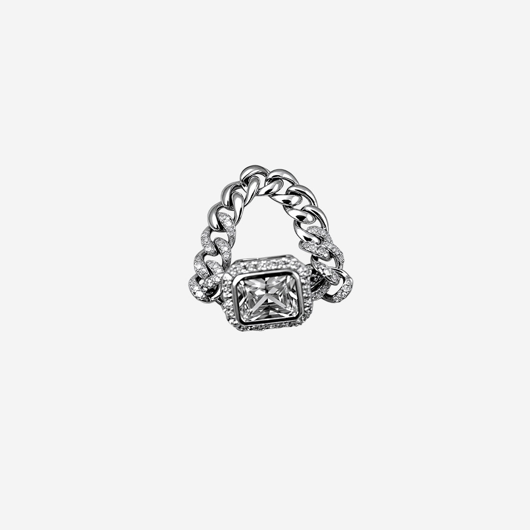 silver gracefully linked women`s ring
