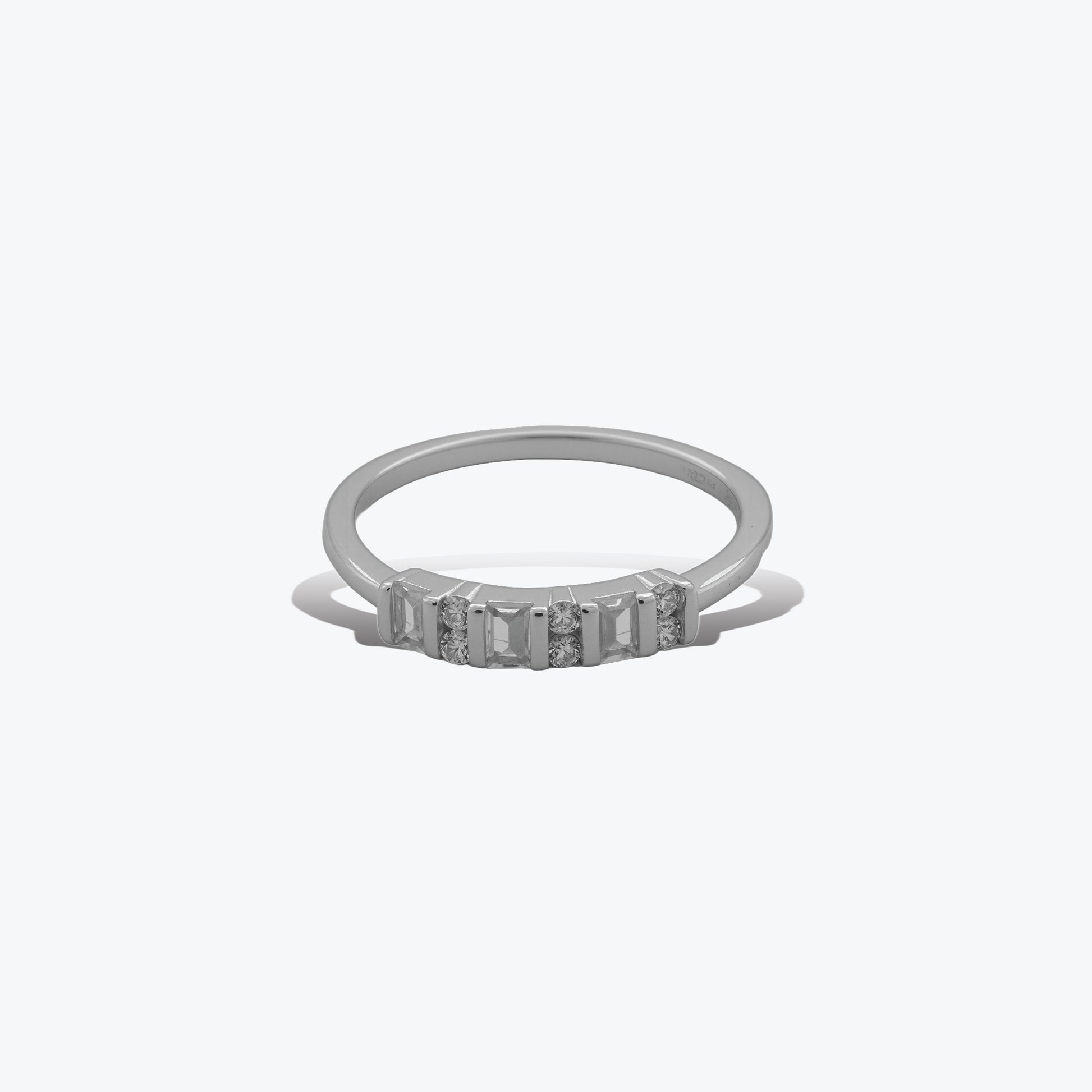 Radiance Duo Ring – Sterling Silver with Geometric Elegance
