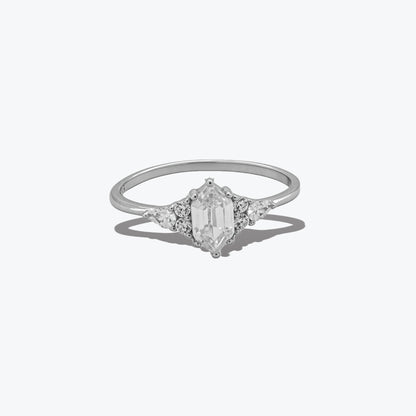Elongated Diamond Ring – Sterling Silver with Graceful Sparkle