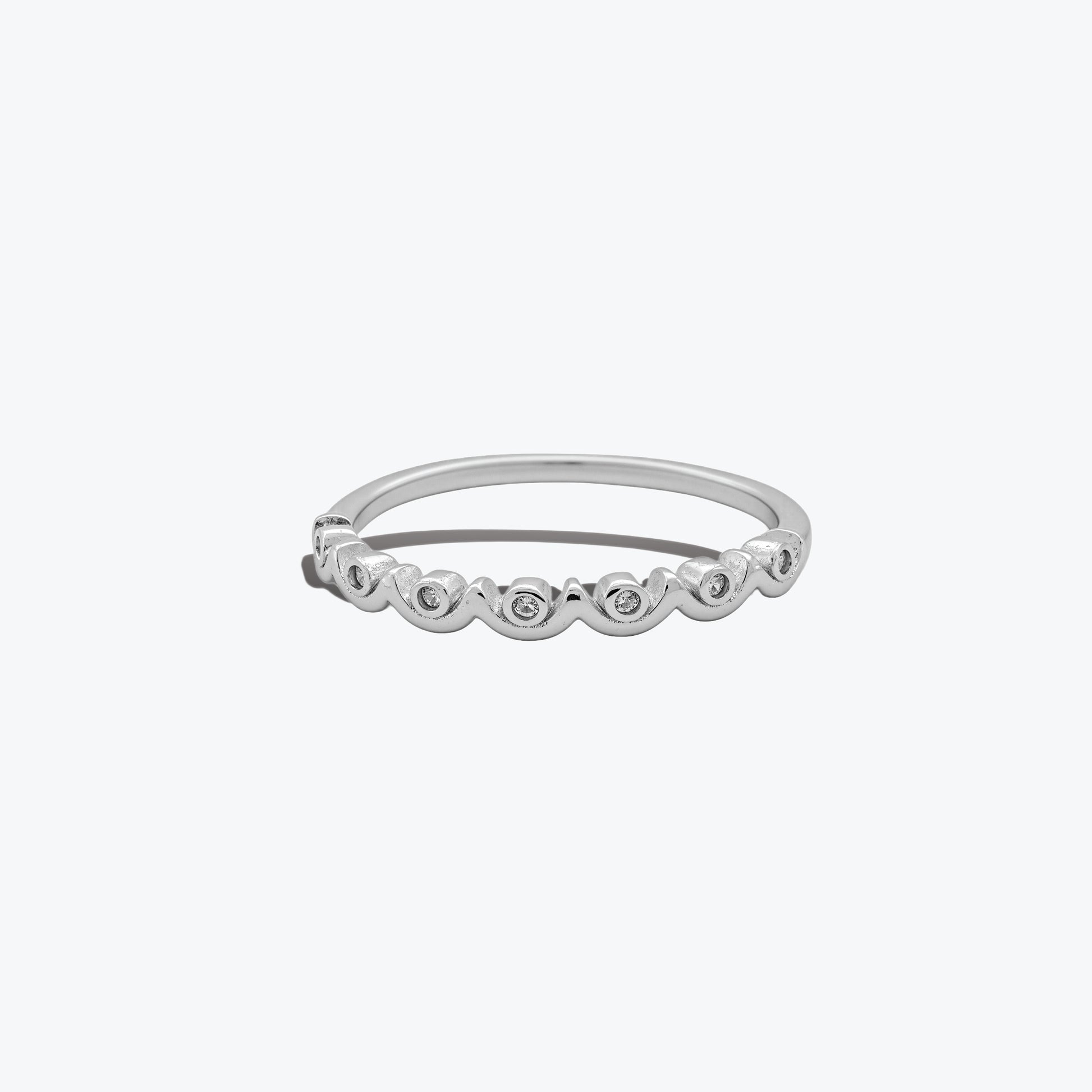 Ocean Wave Ring – Sterling Silver with Flowing Sparkle
