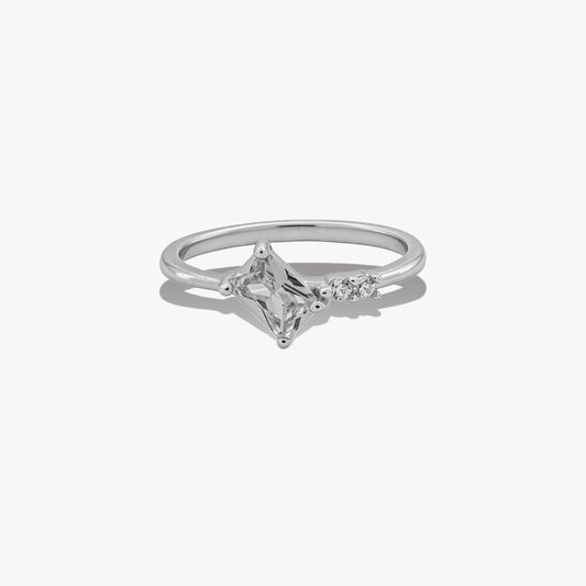 Square Brilliance Ring – Sterling Silver with Sparkling Accents