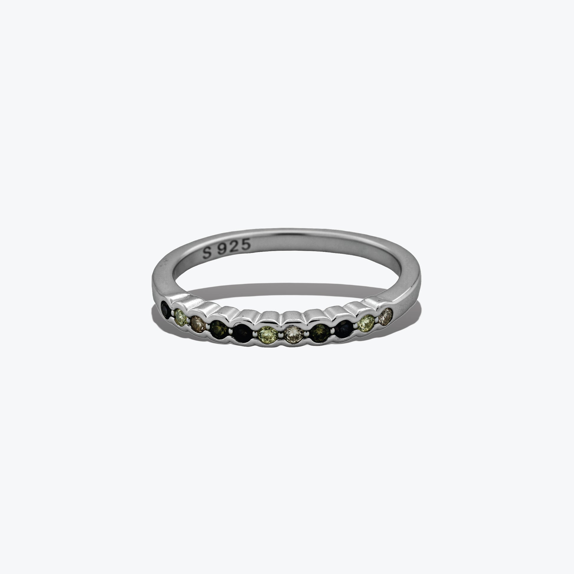 Oceanic Flow Ring – Sterling Silver with Sparkling Waves