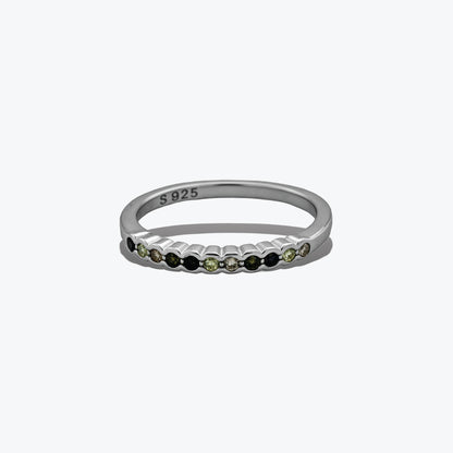 Oceanic Flow Ring – Sterling Silver with Sparkling Waves