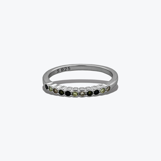Oceanic Flow Ring – Sterling Silver with Sparkling Waves