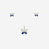 Blue-silver butterfly Pendant with earrings