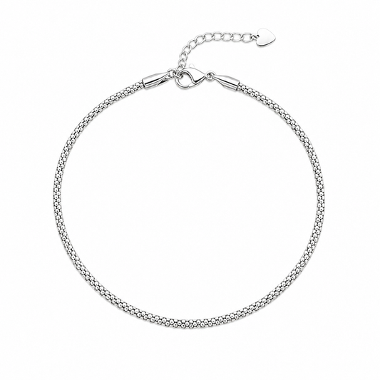 Classic silver charmed anklet in silver
